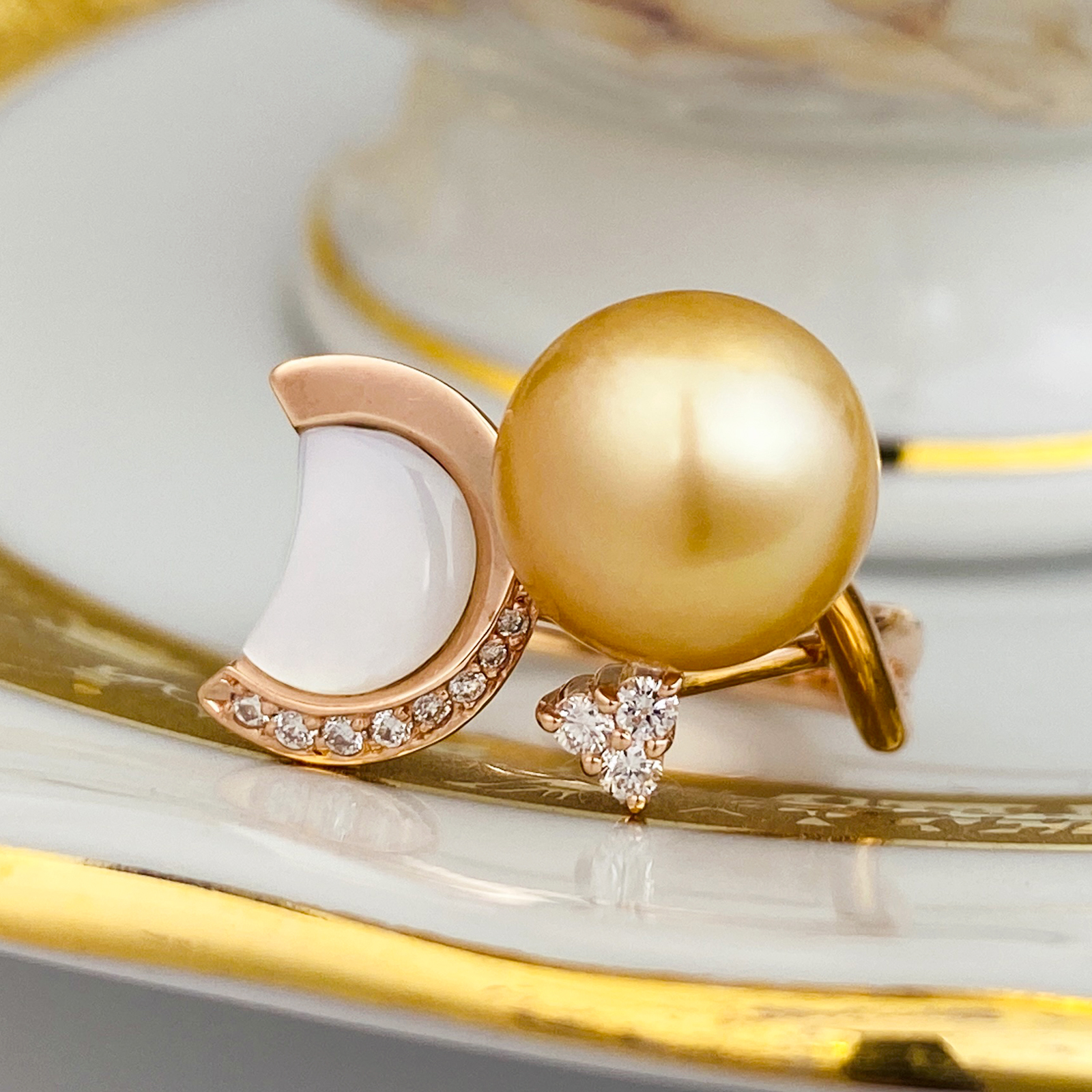 달과 식스펜스 14K 18K 9.5mm 진주 반지